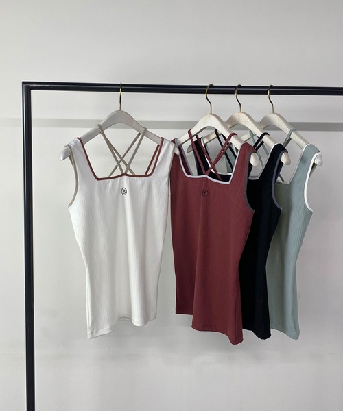 179/WG（イチナナキュウダブルジー）の「配色ホルタータンクトップ（タンクトップ・レディース・オフホワイト/ミント/ブラック/ピンク/ホワイト×ピンク/ブラック系/サックスブルー/ホワイト×グリーン・FREE）」の22枚目の写真