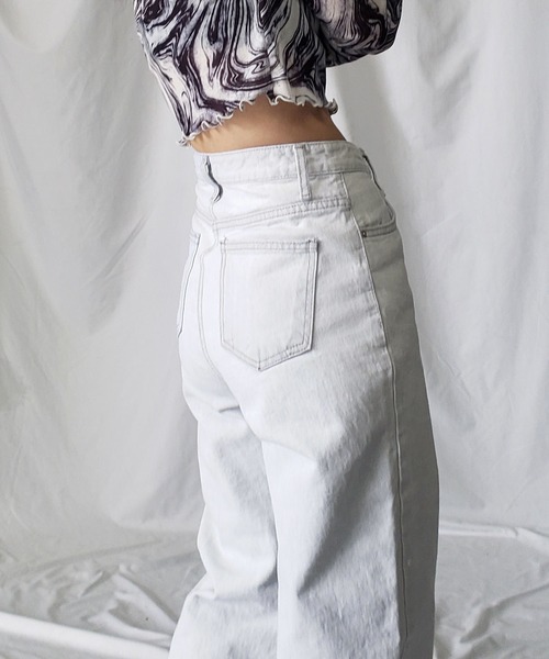 セール】ホワイトグレーヴィンテージウォッシュデニム【 韓国製