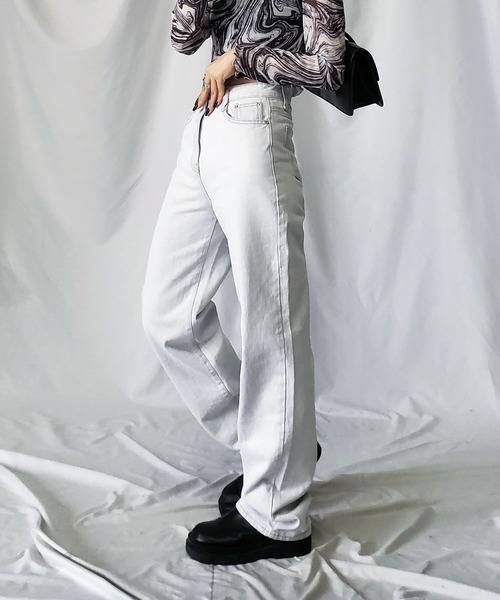 セール】ホワイトグレーヴィンテージウォッシュデニム【 韓国製