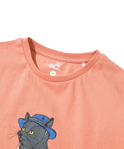 go slow caravan（ゴースローキャラバン）の「USA/C オーバーオールキャンパー猫TEE【KIDS】（Tシャツ/カットソー・キッズ・ブルーグリーン/サーモンピンク・100cm/140cm/120cm）」の8枚目の写真