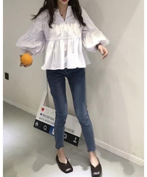 Ritzy(リッツィー)の「バルーンスリーブティアードブラウス(シャツ/ブラウス・レディース・ホワイト/ブラック・M/L)」の9枚目の写真