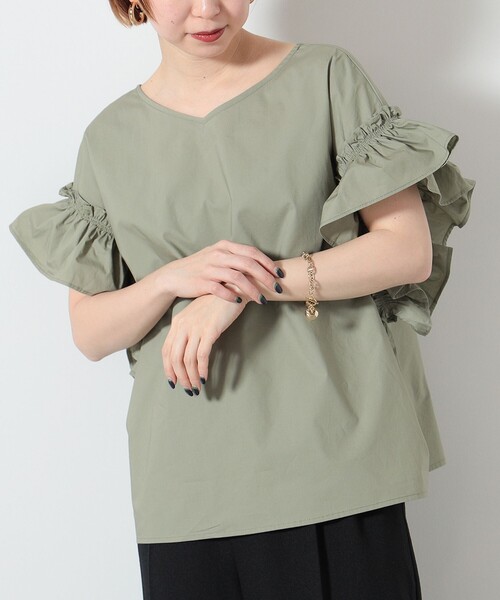 BEAMS HEART（ビームスハート）の「ギャザースリーブ ブラウス（シャツ/ブラウス・レディース・ブラック/オリーブ/オフホワイト/ベージュ・FREE）」の13枚目の写真