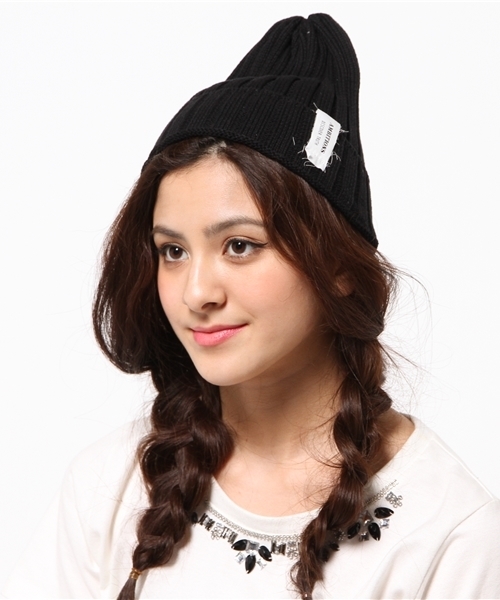 AZUL by moussy（アズールバイマウジー）の「C AMBITIONS ワイドリブニットワッチ（キャップ・レディース・オフホワイト/トップグレー/ブラック/オレンジ・FREE）」の9枚目の写真