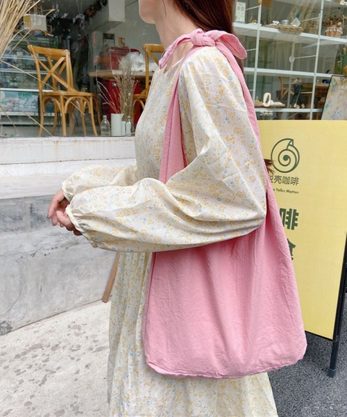 shopnikoniko(ショップニコニコ)の「肩紐結び ナチュラル トートバッグ(トートバッグ・レディース・アイボリー/グリーン/その他/ピンク/ホワイト/ブラック・フリー)」の6枚目の写真