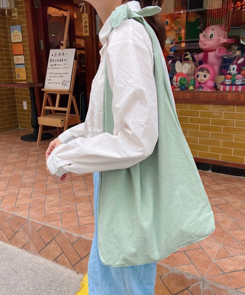 shopnikoniko(ショップニコニコ)の「肩紐結び ナチュラル トートバッグ(トートバッグ・レディース・アイボリー/グリーン/その他/ピンク/ホワイト/ブラック・フリー)」の5枚目の写真