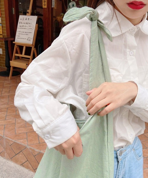 shopnikoniko(ショップニコニコ)の「肩紐結び ナチュラル トートバッグ(トートバッグ・レディース・アイボリー/グリーン/その他/ピンク/ホワイト/ブラック・フリー)」の12枚目の写真