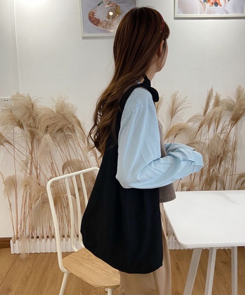 shopnikoniko(ショップニコニコ)の「肩紐結び ナチュラル トートバッグ(トートバッグ・レディース・アイボリー/グリーン/その他/ピンク/ホワイト/ブラック・フリー)」の8枚目の写真