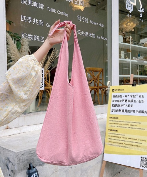 shopnikoniko(ショップニコニコ)の「肩紐結び ナチュラル トートバッグ(トートバッグ・レディース・アイボリー/グリーン/その他/ピンク/ホワイト/ブラック・フリー)」の10枚目の写真