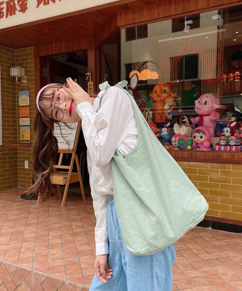 shopnikoniko(ショップニコニコ)の「肩紐結び ナチュラル トートバッグ(トートバッグ・レディース・アイボリー/グリーン/その他/ピンク/ホワイト/ブラック・フリー)」の15枚目の写真