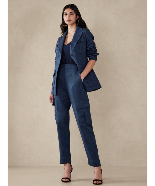 Banana Republic(バナナリパブリック)の「ヘリテージ エクスペディション リネンパンツ(カーゴパンツ・レディース・ホワイト/インディゴブルー・0/2/4/6/00)」の11枚目の写真