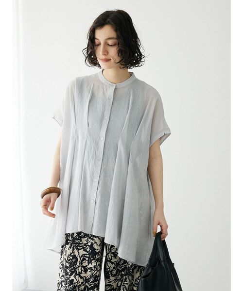 CRAFT STANDARD BOUTIQUE(クラフトスタンダードブティック)の「ヴィンテージボイルタックソデブラウス(シャツ/ブラウス・レディース・ブラック/グレー/グリーン/ブラウン・FREE)」の5枚目の写真