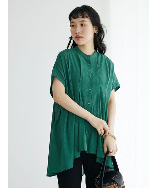 CRAFT STANDARD BOUTIQUE(クラフトスタンダードブティック)の「ヴィンテージボイルタックソデブラウス(シャツ/ブラウス・レディース・ブラック/グレー/グリーン/ブラウン・FREE)」の6枚目の写真