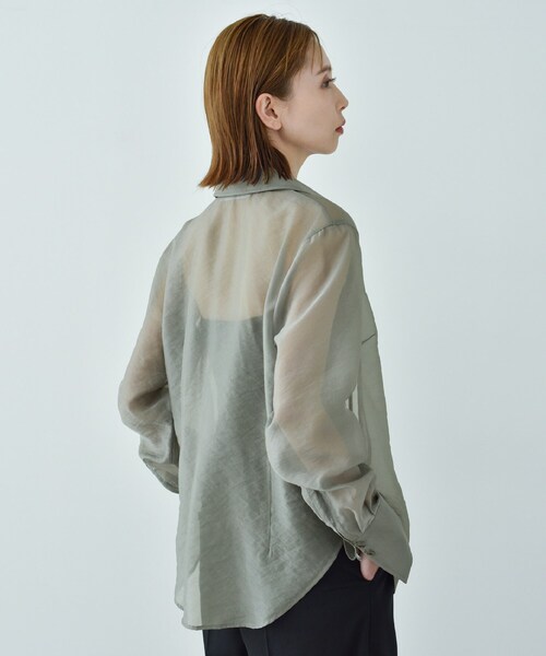 CODE A(コードエー)の「ribbon sheer blouse(シャツ/ブラウス・レディース・カーキ/アイボリー・00)」の6枚目の写真