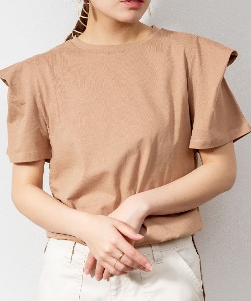 atONE（アットワン）の「atONE ボリュームタック袖Ｔシャツ（Tシャツ/カットソー・レディース・ブラック/モカ/オフホワイト・3L/LL/M/L/4L）」の3枚目の写真