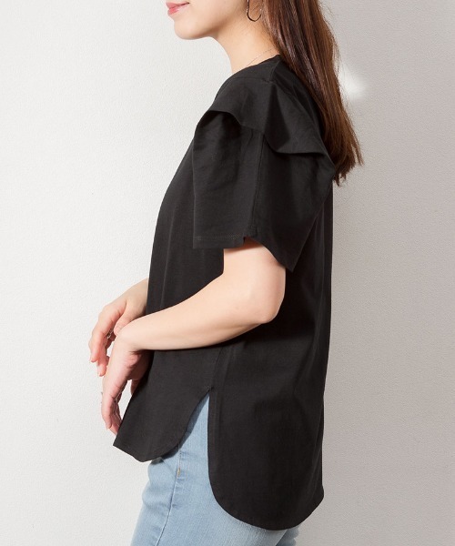 atONE（アットワン）の「atONE ボリュームタック袖Ｔシャツ（Tシャツ/カットソー・レディース・ブラック/モカ/オフホワイト・3L/LL/M/L/4L）」の20枚目の写真