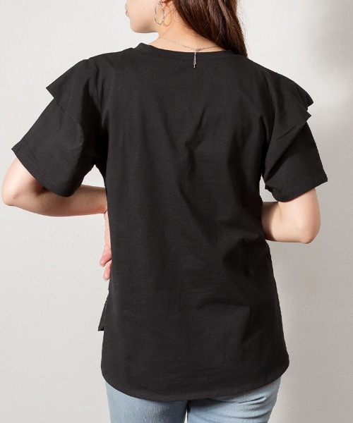 atONE（アットワン）の「atONE ボリュームタック袖Ｔシャツ（Tシャツ/カットソー・レディース・ブラック/モカ/オフホワイト・3L/LL/M/L/4L）」の4枚目の写真