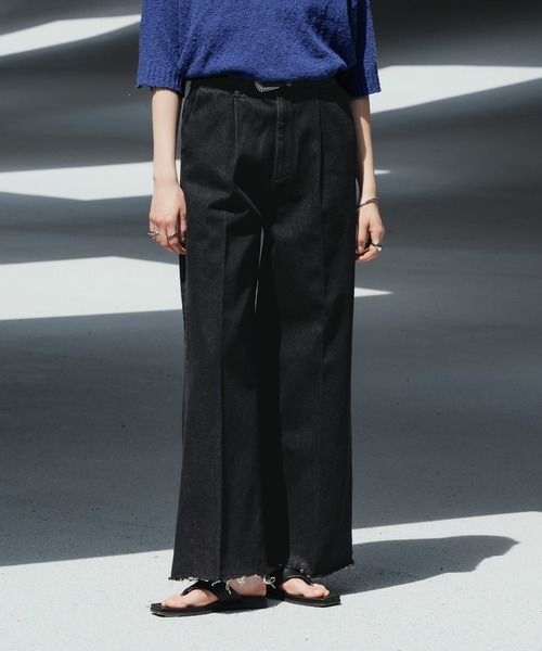 selle glant（セレグランテ）の「CUT OFF WIDE STRAIGHT DENIM PANTS/カットオフワイドストレートデニムパンツ（デニムパンツ・メンズ・サックスブルー/ブラック/ダークグレー/ダークインディゴブルー/ブラウン/ブルーグリーン・SMALL/MEDIUM/LARGE）」の10枚目の写真