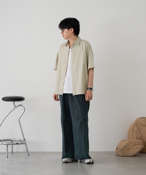 CUT OFF WIDE STRAIGHT DENIM PANTS/カットオフワイドストレート