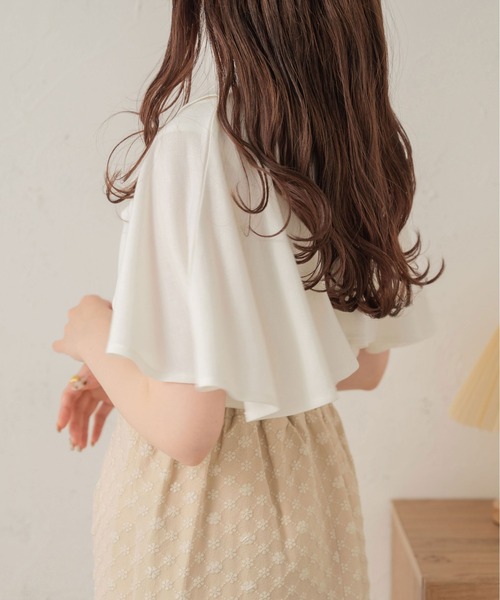 Ambre Neige（アンブルネージュ）の「アシメケープ付きトップス／【WEB/EC限定商品】（Tシャツ/カットソー・レディース・オフホワイト/アイボリー・FREE）」の5枚目の写真