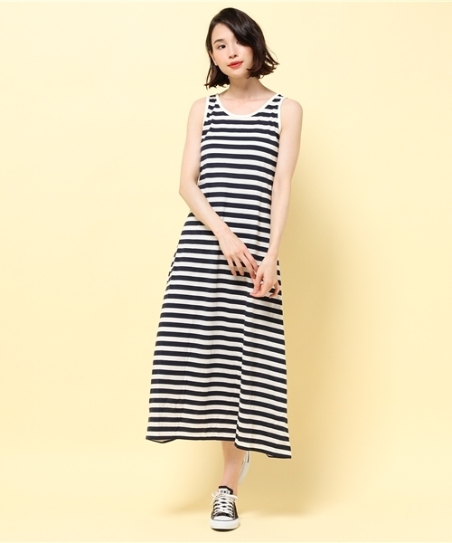 GIORDANO（ジョルダーノ）の「[GIORDANO]サマーカットマキシワンピース（ワンピース・レディース・ブラック/グレー/ブラック×ホワイト/ヘザ－グレー/ブルー/ネイビー/ホワイト系その他/ホワイト×ブルー/ホワイト×ネイビー・MEDIUM/LARGE）」の8枚目の写真