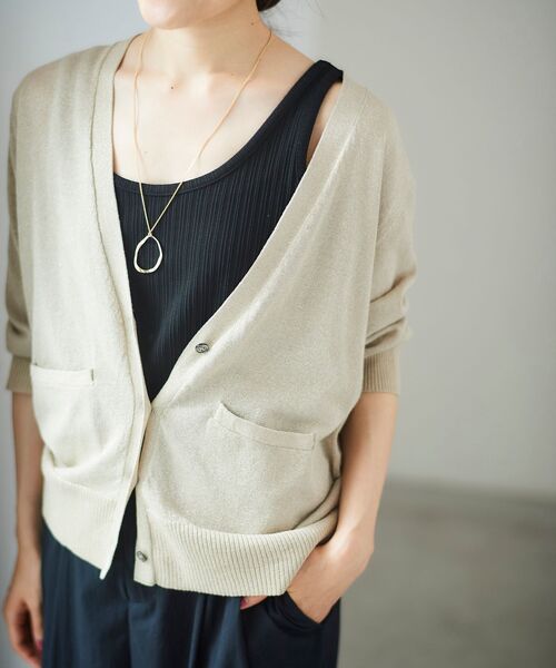 le.coeur blanc（ルクールブラン）の「ストレッチイレギュラーテレコタンク（タンクトップ・レディース・ブラック/オフホワイト/キャメル・38）」の3枚目の写真