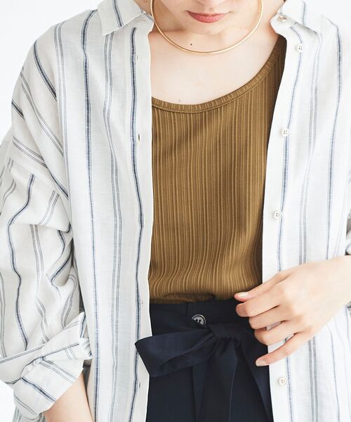 le.coeur blanc（ルクールブラン）の「ストレッチイレギュラーテレコタンク（タンクトップ・レディース・ブラック/オフホワイト/キャメル・38）」の5枚目の写真