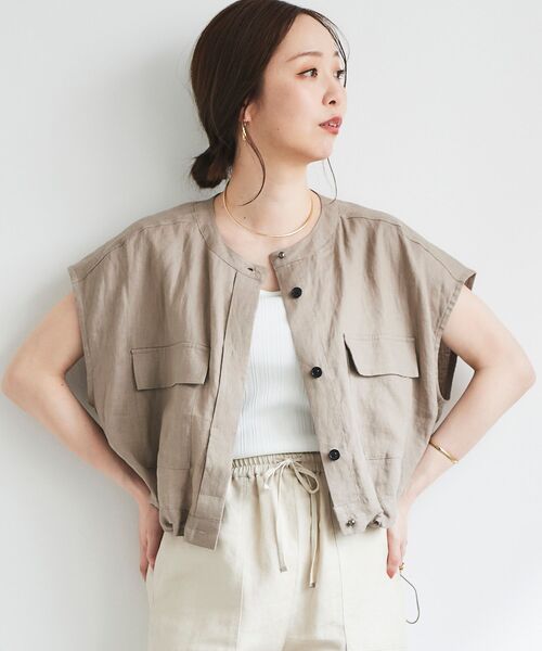 le.coeur blanc（ルクールブラン）の「ストレッチイレギュラーテレコタンク（タンクトップ・レディース・ブラック/オフホワイト/キャメル・38）」の9枚目の写真