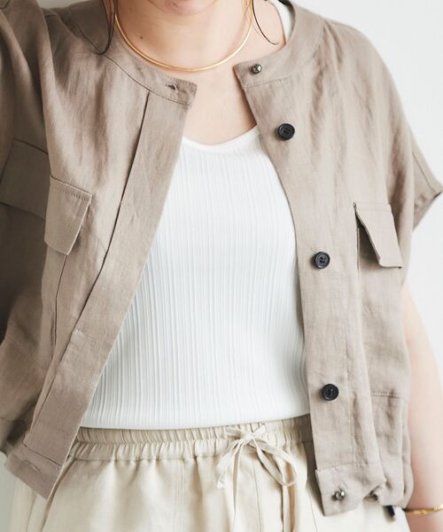 le.coeur blanc（ルクールブラン）の「ストレッチイレギュラーテレコタンク（タンクトップ・レディース・ブラック/オフホワイト/キャメル・38）」の10枚目の写真