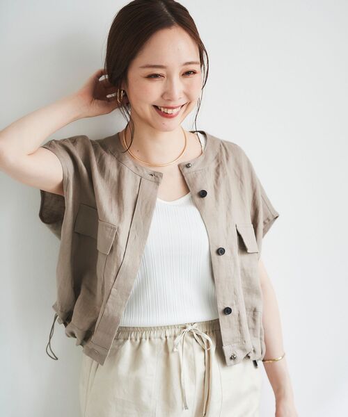 le.coeur blanc（ルクールブラン）の「ストレッチイレギュラーテレコタンク（タンクトップ・レディース・ブラック/オフホワイト/キャメル・38）」の11枚目の写真