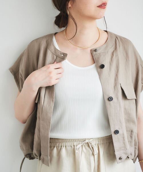 le.coeur blanc（ルクールブラン）の「ストレッチイレギュラーテレコタンク（タンクトップ・レディース・ブラック/オフホワイト/キャメル・38）」の12枚目の写真