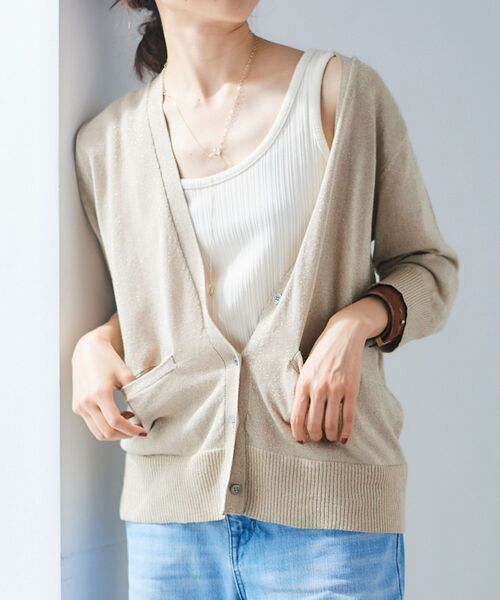 le.coeur blanc（ルクールブラン）の「ストレッチイレギュラーテレコタンク（タンクトップ・レディース・ブラック/オフホワイト/キャメル・38）」の14枚目の写真