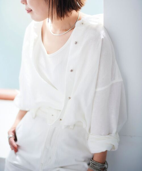 le.coeur blanc（ルクールブラン）の「ストレッチイレギュラーテレコタンク（タンクトップ・レディース・ブラック/オフホワイト/キャメル・38）」の15枚目の写真