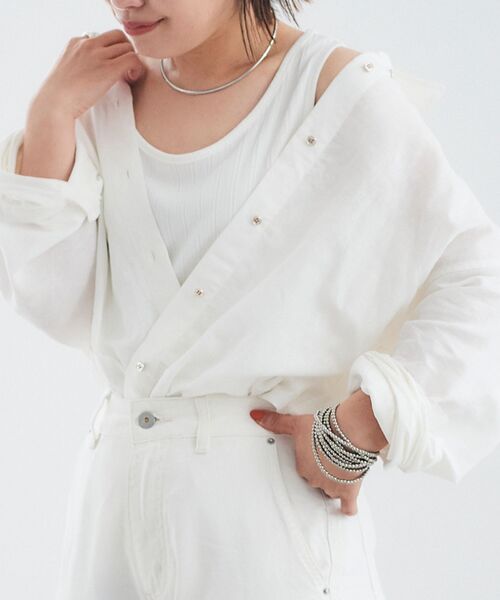 le.coeur blanc（ルクールブラン）の「ストレッチイレギュラーテレコタンク（タンクトップ・レディース・ブラック/オフホワイト/キャメル・38）」の16枚目の写真