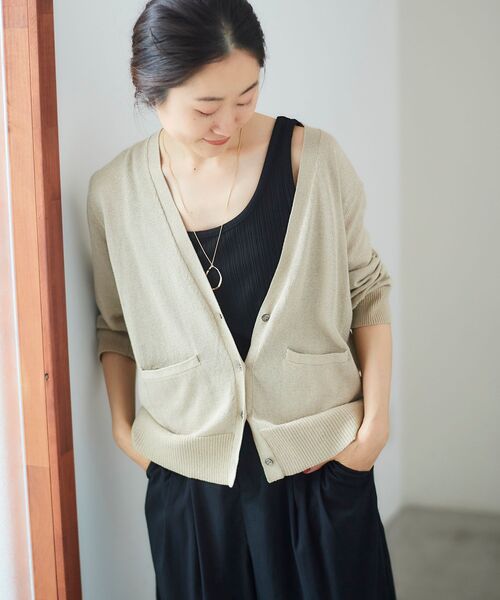 le.coeur blanc（ルクールブラン）の「ストレッチイレギュラーテレコタンク（タンクトップ・レディース・ブラック/オフホワイト/キャメル・38）」の20枚目の写真