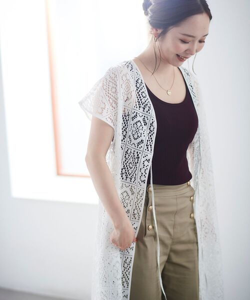 le.coeur blanc（ルクールブラン）の「ストレッチイレギュラーテレコタンク（タンクトップ・レディース・ブラック/オフホワイト/キャメル・38）」の21枚目の写真