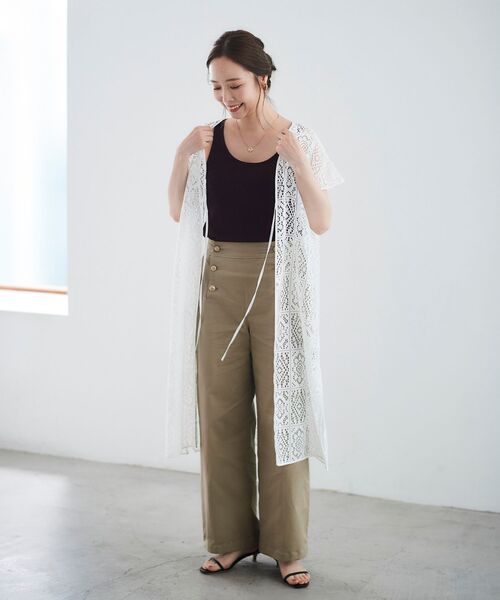 le.coeur blanc（ルクールブラン）の「ストレッチイレギュラーテレコタンク（タンクトップ・レディース・ブラック/オフホワイト/キャメル・38）」の22枚目の写真