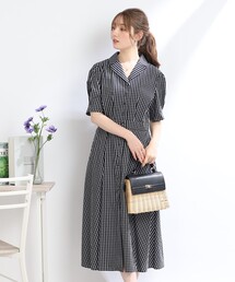 ◆【清楚で上品、大人可愛く。】レトロ開襟シャツワンピ