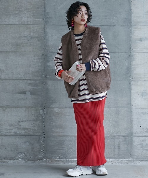 GEVS.（ジェイヴィス）の「＜大きいサイズ＞ リブ配色ポケット付ボーダーカットソー GEVS.（Tシャツ/カットソー・レディース・ブラック系/ホワイト系・L/LL/3L/4L/5L）」の12枚目の写真