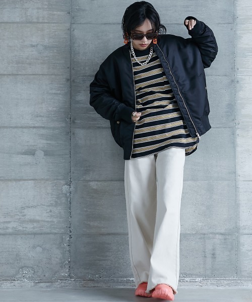 GEVS.（ジェイヴィス）の「＜大きいサイズ＞ リブ配色ポケット付ボーダーカットソー GEVS.（Tシャツ/カットソー・レディース・ブラック系/ホワイト系・L/LL/3L/4L/5L）」の19枚目の写真