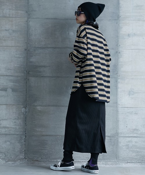 GEVS.（ジェイヴィス）の「＜大きいサイズ＞ リブ配色ポケット付ボーダーカットソー GEVS.（Tシャツ/カットソー・レディース・ブラック系/ホワイト系・L/LL/3L/4L/5L）」の9枚目の写真