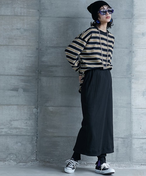 GEVS.（ジェイヴィス）の「＜大きいサイズ＞ リブ配色ポケット付ボーダーカットソー GEVS.（Tシャツ/カットソー・レディース・ブラック系/ホワイト系・L/LL/3L/4L/5L）」の8枚目の写真