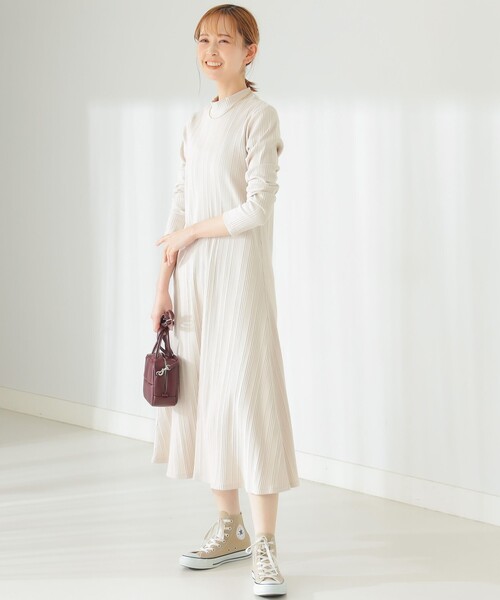 B:MING by BEAMS（ビーミングバイビームス）の「B:MING by BEAMS / リブ モックネック ワンピース（ワンピース・レディース・ブラック/ライトベージュ・FREE）」の21枚目の写真