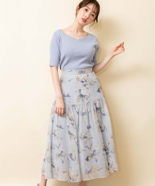 NOELA（ノエラ）の「ゴールドボタンハートネックニット（ニット/セーター・レディース・イエロー/オフホワイト/ピンク/サックスブルー・フリー）」の21枚目の写真