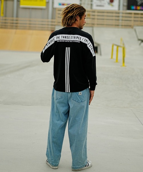 70's フランス製 adidas レーヨン混 ロンＴ スリーライン CLOTHING - 70s Long Sleeve 3-Stripes Tee - Blue | adidas Oman