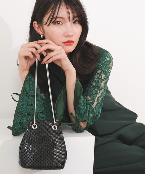 セール】メタリック メッシュ 2way ショルダー 巾着 バック 結婚