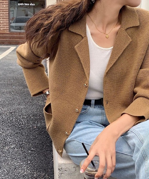 Brioni ベージュテーラードニットジャケット Brioni ベージュテーラードニットジャケット 洗える】シアー