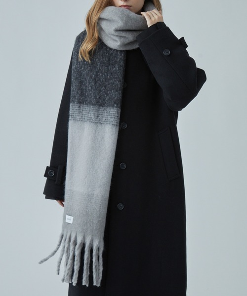 Large Mohair Touch Big Volume Fringe Muffler/大判モヘアタッチ