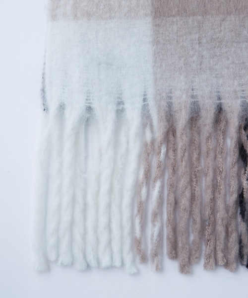 Large Mohair Touch Big Volume Fringe Muffler/大判モヘアタッチ