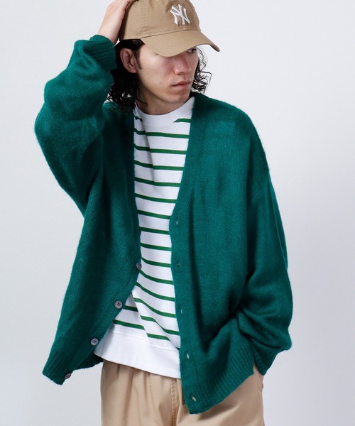 SUGGESTION(サジェッション)の「SUGGESTION モヘア風起毛ニットカーデ(カーディガン/ボレロ・メンズ・ベージュ/マスタード/テラコッタ/グリーン/ブルー/ブラック・M/L)」の1枚目の写真