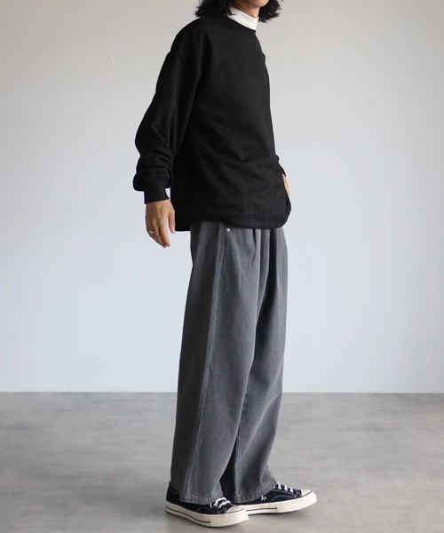 CREARE -LINO-（クレアーレリノ）の「スウェードポンチ  ルーズ プルオーバー<ユニセックス>（スウェット・メンズ・ブラック/グレイッシュベージュ/チャコールグレー・L/M）」の6枚目の写真